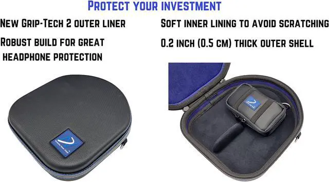 Alt view image 3 of 5 - Premium Carrying case Compatible with Grado SR60 SR80 SR125 SR225 SR325, RS1 RS2, Alessandro MS-, PS500e, GH1 GH2 GH3 GH4 and GW100 Headphones. Grip-TECH 2 Outer Liner Easy Transport
