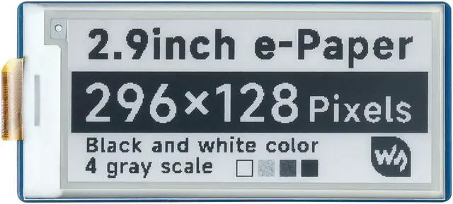 Main image of waveshare 2.9inch E-Paper E-Ink Display Module for Raspberry Pi Pico 296x128 Pixels Black/White Partial Refresh Support with SPI Interface