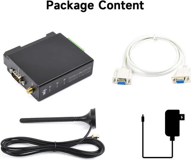 Alt view image 2 of 5 - Waveshare Rail-Mount SX1262 LoRa Data Transfer Kit, RS232/RS485/RS422 to LoRa, Suitable for Sub-GHz Band Include Power Supply and Cable HF Version