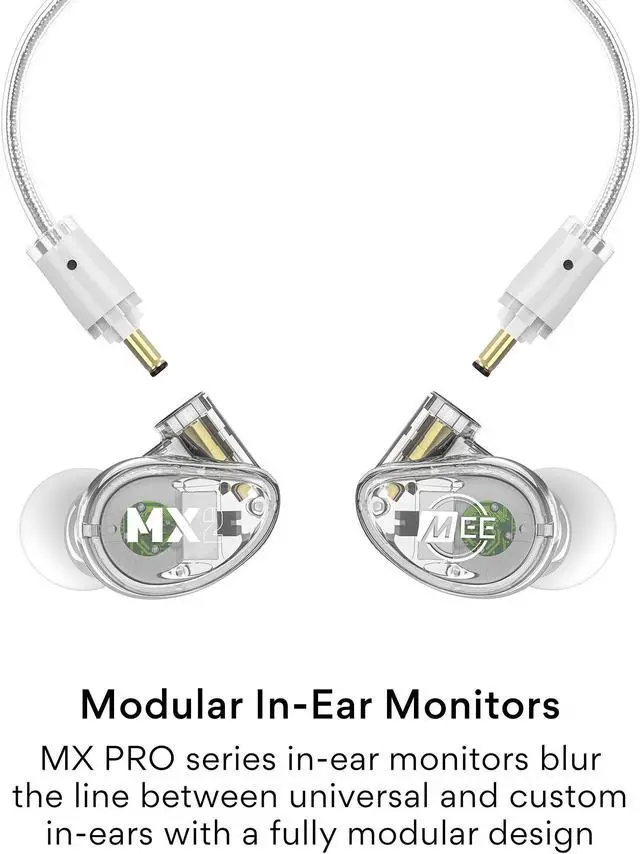 Alt view image 2 of 5 - MEE Professional MX2 PRO Dual-Driver Hybrid Musician's in Ear Monitor Headphones with Dedicated Subwoofer for Realistic Bass; Noise Isolating Earphones with Optional Customization & Detachable Cables