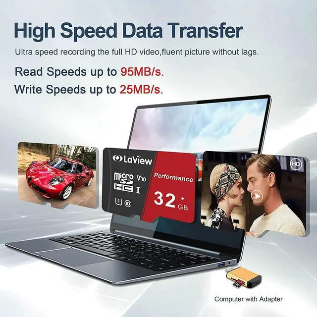 Alt view image 4 of 5 - LaView 32GB Micro SD Card 5 Pack, Micro SDXC UHS-I Memory Card - 95MB/s,633X,U3,C10, Full HD Video V30, A1, FAT32, High Speed Flash TF Card P500 for Computer with Adapter/Phone/Tablet/PC