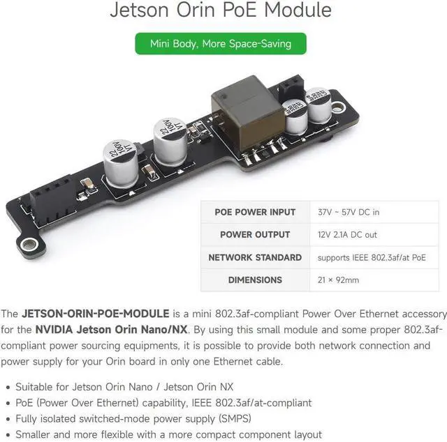 Alt view image 3 of 5 - Waveshare PoE Expansion Board for NV Jetson Orin Nano/NX, Mini Body, More Space Saving
