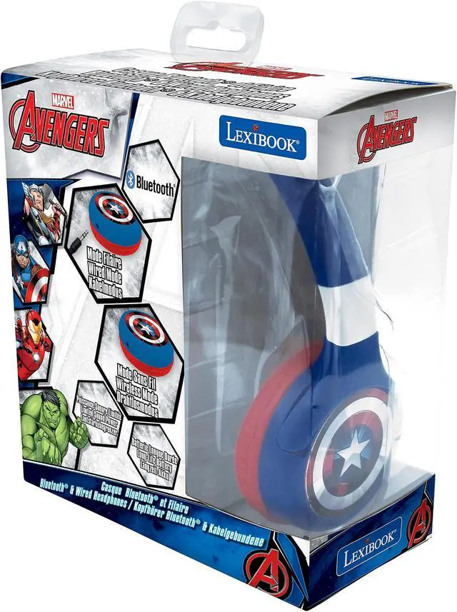 Alt view image 5 of 5 - LEXIBOOK Avengers Marvel 2-in-1 Bluetooth Headphones for Kids - Stereo Wireless Wired, Kids Safe, Foldable, Adjustable, red/Blue, HPBT010AV