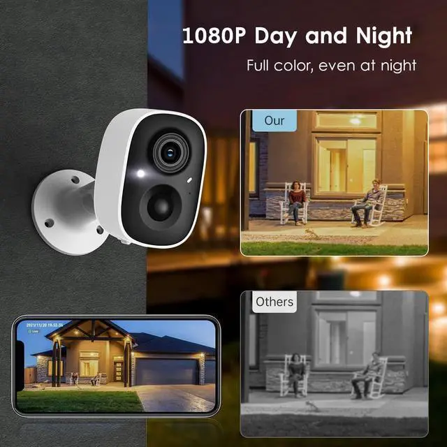 Alt view image 2 of 5 - GMK Security Camera Wireless Outdoor, 1080P Color Night Vision AI Motion Detection 2-Way Talk Battery Powered WiFi Home Indoor Camera IP65 Weatherproof Spotlight Siren Alarm Cloud/SD Storage