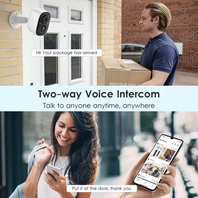 Alt view image 5 of 5 - GMK Security Camera Wireless Outdoor, 1080P Color Night Vision AI Motion Detection 2-Way Talk Battery Powered WiFi Home Indoor Camera IP65 Weatherproof Spotlight Siren Alarm Cloud/SD Storage