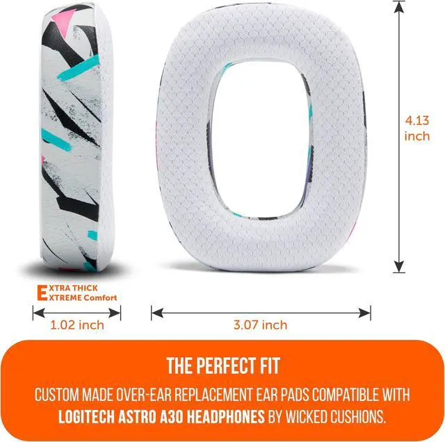 Alt view image 5 of 5 - WC Freeze A30 - Cooling Gel Earpads Compatible with Logitech Astro A30 Headphones by Wicked Cushions - Elevate Comfort, Durability, Thickness & Sound Isolation for Epic Gaming Sessions | 90's White