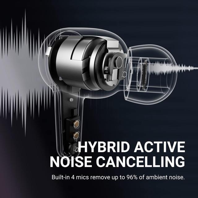 Alt view image 3 of 5 - 233621 Pearl II Pro Active Noise Cancelling Wireless Bluetooth 5.2 Earbuds, 24H Playtime, Hi-Res Sound and Comfortable Fit for IOS and Android Devices, White