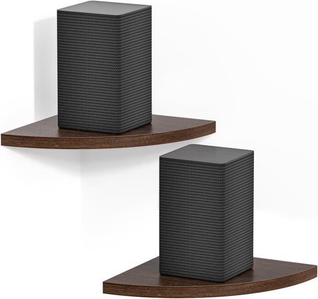 Main image of Corner Speaker Shelf for Small Speaker Wall Mount, Wooden Floating Shelves for Samsung, Sony, Bose, LG, JBL Bluetooth Speaker Mounts - Floating Corner Shelf for Most of Satellite Speakers, Set of 2