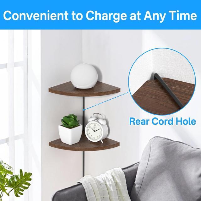 Alt view image 3 of 5 - Corner Speaker Shelf for Small Speaker Wall Mount, Wooden Floating Shelves for Samsung, Sony, Bose, LG, JBL Bluetooth Speaker Mounts - Floating Corner Shelf for Most of Satellite Speakers, Set of 2