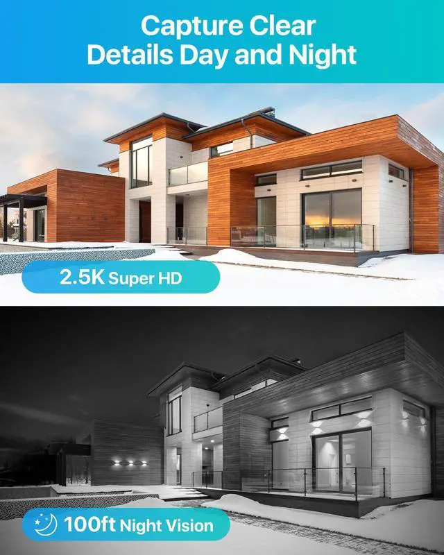 Alt view image 3 of 5 - ZOSI C220 2Pack 4MP 2.5K QHD Add-On PoE IP Camera Outdoor, 1440p Surveillance Outdoor Camera to Home Security System, Only Work with ZOSI PoE NVR, 100ft Night Vision, AI Human Detection, One-Way Audio