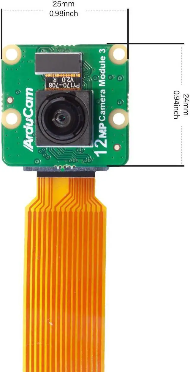 Alt view image 3 of 5 - Arducam for Raspberry Pi Camera Module 3, 12MP IMX708 102deg(H) Wide Angle Fixed Focus HDR Camera for Raspberry Pi 5, 4/4B, 3/2/Zero W
