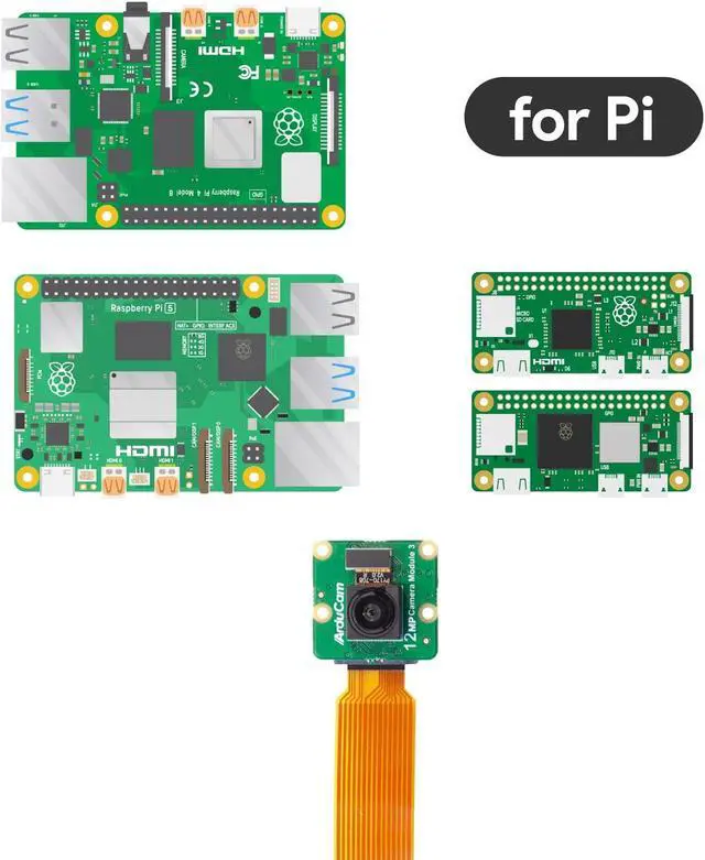Alt view image 5 of 5 - Arducam for Raspberry Pi Camera Module 3, 12MP IMX708 102deg(H) Wide Angle Fixed Focus HDR Camera for Raspberry Pi 5, 4/4B, 3/2/Zero W