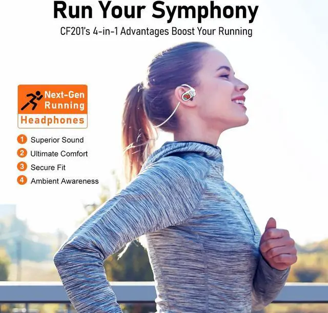 Alt view image 2 of 5 - Audiovance OpenComfy CF201 Next-Gen Running Headphones, Bluetooth Wireless Open Ear Headphones for Sports Gym Workout, 4-in-1 Advantages: Ultra Comfort, Premium Sound, Secure Fit, Ambient Awareness.