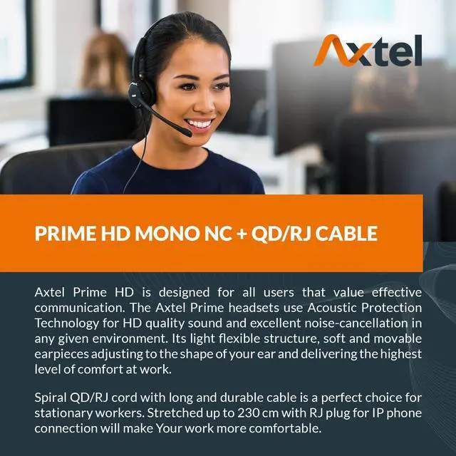 Alt view image 3 of 5 - Axtel Bundle Prime Mono with AXC-04 Cable | Noise Cancellation - Compatible with Cisco 6900, 7800, 7900, 8800, 8900, 9900 Series Phones