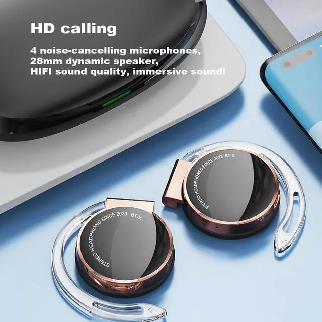 Alt view image 3 of 5 - Open Earbuds Wireless Bluetooth 5.3 Over Ear Wireless Earbuds Wireless Headphones with Earhooks Open Ear Headphones Sports Headset Bluetooth Clip on Earphones Wireless Earphones for Sport Cycling