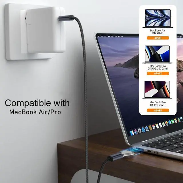 Alt view image 4 of 5 - BEYEE USB C to Magnetic Adapter, Type-C to Magnetic 3 T-Head PD 140W Power Fast Charging Converter Compatible with 2021-2023 MacBook Pro Air
