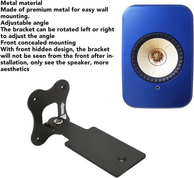 Alt view image 2 of 5 - Speaker Wall Brackets Mounting, Metal Wall Bracket for KEF LSX II HiFi Speakers, Rotate Left or Right to Adjust Angle, Comes with Screws, Easy Installation