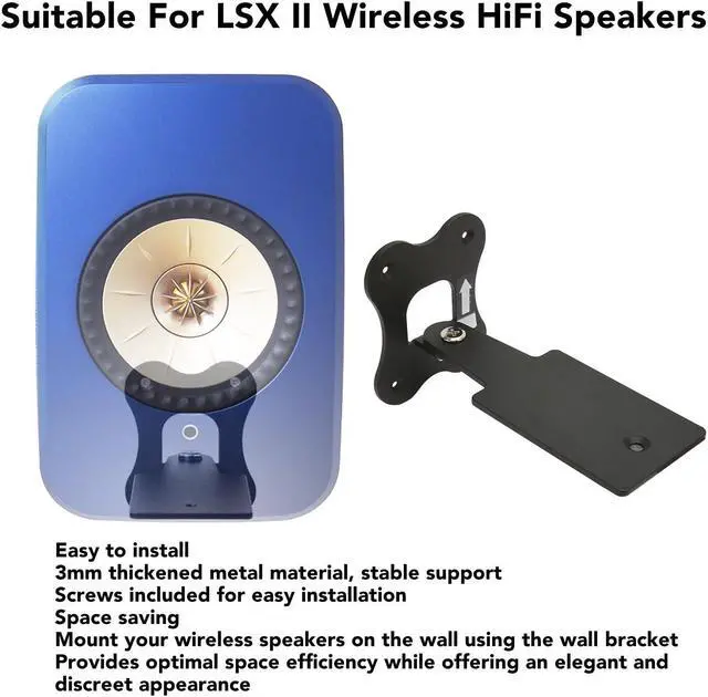 Alt view image 3 of 5 - Speaker Wall Brackets Mounting, Metal Wall Bracket for KEF LSX II HiFi Speakers, Rotate Left or Right to Adjust Angle, Comes with Screws, Easy Installation