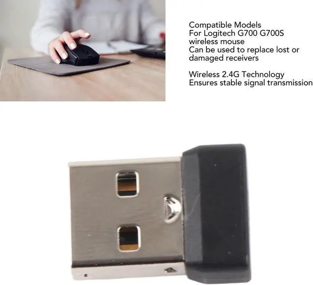 Alt view image 3 of 5 - Mouse Receiver for Logitech G700 G700S, Stable , Compact and Portable, USB Dongle Adapter