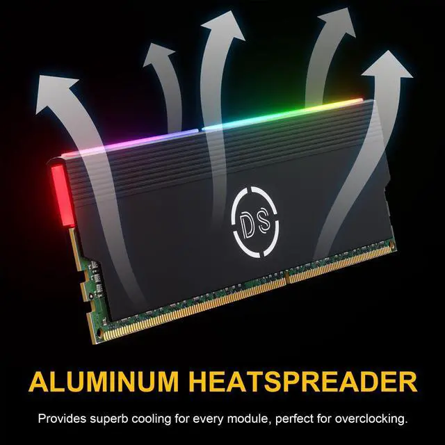 Alt view image 4 of 5 - DS Aluminum Alloy RAM Cooling Shell Heat Sink, ARGB Light Effect Memory Cooling Radiator Glow for PC Memory Cooling Vest(4 Pack, 3th GEN, M Series)