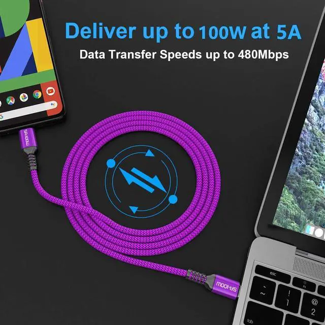 Alt view image 4 of 5 - Elebase 3Pack USB C to Type C 100W Cable 3Pack 3.3/6.6/10ft and 4 Pack USB to USB C Adapter for MacBook Pro,iPhone 15,iPad 10 Air 4 5 Mini 6 6th,Samsung Galaxy Note S21 S22 S23,A72 A73,Tab S8