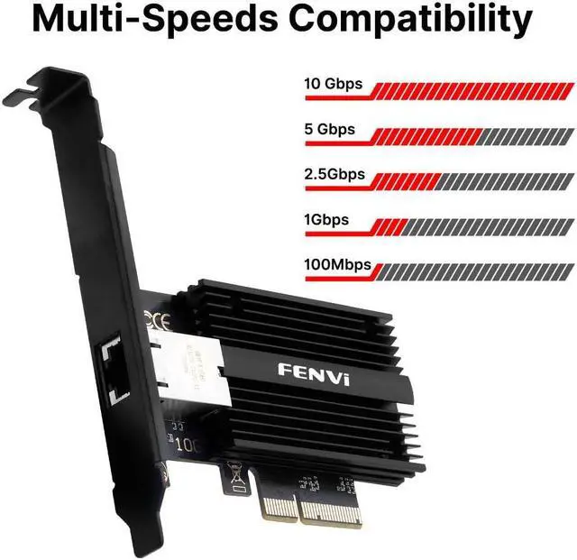 Alt view image 5 of 5 - Fenvi 10GB PCIe Network Card with Single RJ45 Port NIC LAN Card Marvell AQtion AQC113C 10G Base-T Ethernet PCI-E Network Adapter Controller for Windows10/11/Linux and Windows Server 2012 Above