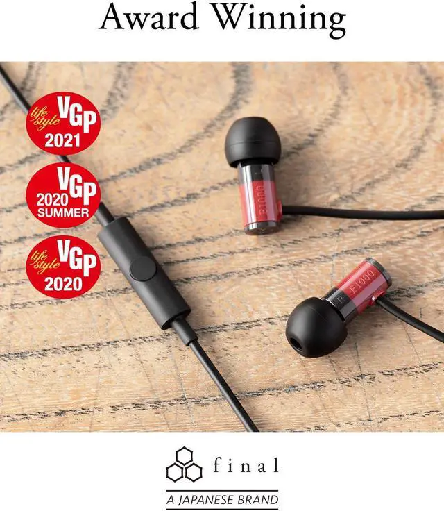 Alt view image 3 of 5 - Final E1000C in-Ear Isolating Earphones with High Clarity Microphone, 6.4mm Dynamic Driver, Hires Certified, Durable Cable, Award Winning, Designed in Japan (Black)