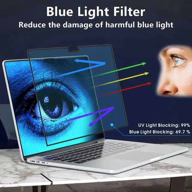 Alt view image 4 of 5 - FILMEXT Macbook Pro 16 inch Screen Protector M3 2023,Bubble Free Blue Light Screen Filter for Macbook Pro 16.2" 2023-2021 M3 Pro/Max A2991/M2 A2780/M1 A2485-Eye Protection/Anti-Glare-Matte 1Pack