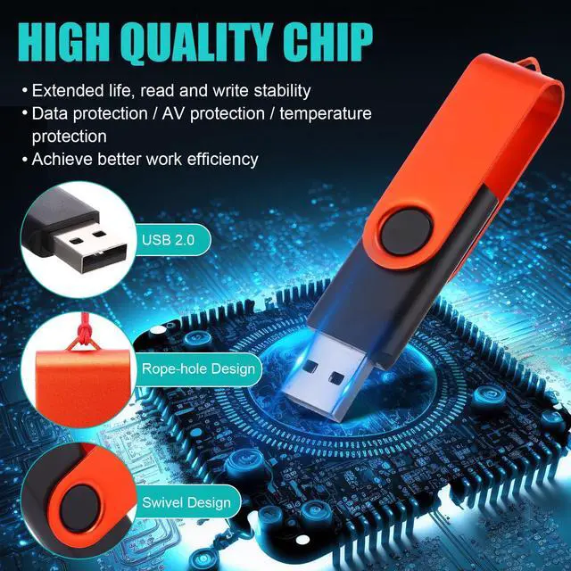 Alt view image 3 of 5 - Geiserailie 50 Pack 4GB USB Flash Drive Bulk with 50 Pcs Lanyards, USB 2.0 Thumb Drive Portable Swivel Memory Pen Drive Stick USB Stick with LED Indicator for Office School Data Storage Backup