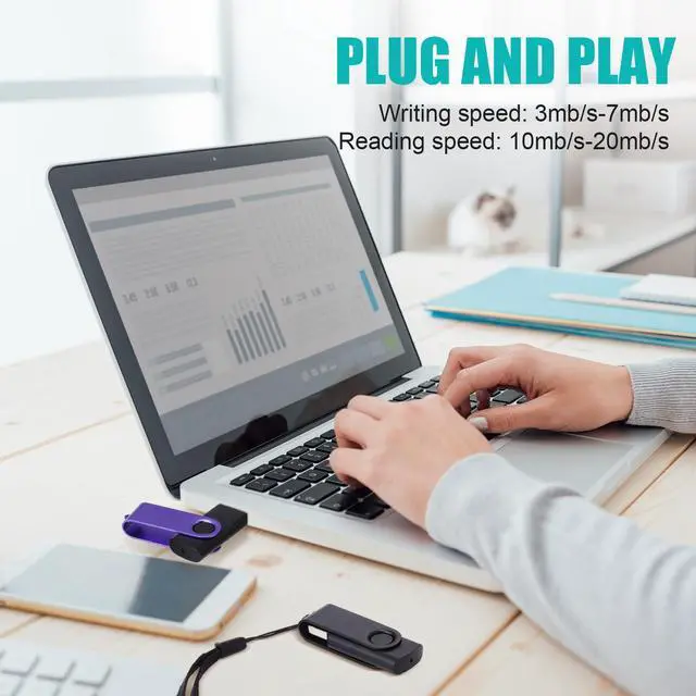 Alt view image 4 of 5 - Geiserailie 50 Pack 4GB USB Flash Drive Bulk with 50 Pcs Lanyards, USB 2.0 Thumb Drive Portable Swivel Memory Pen Drive Stick USB Stick with LED Indicator for Office School Data Storage Backup