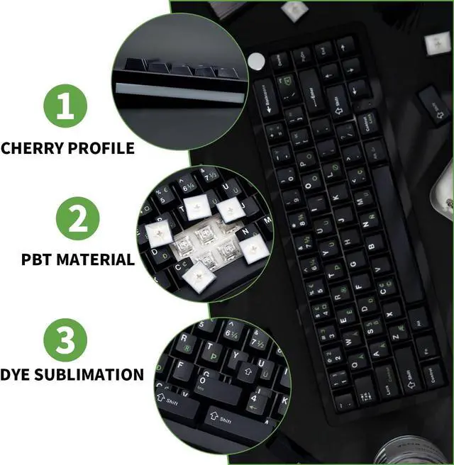 Alt view image 3 of 5 - GEKUCAP PBT Minimalist Black Keycaps - 129 Keys, Dye Sublimation Custom Keycaps, Cherry Profile, Set for Cherry Gateron MX Switches Mechanical Keyboard (Royal Typewriter Theme)