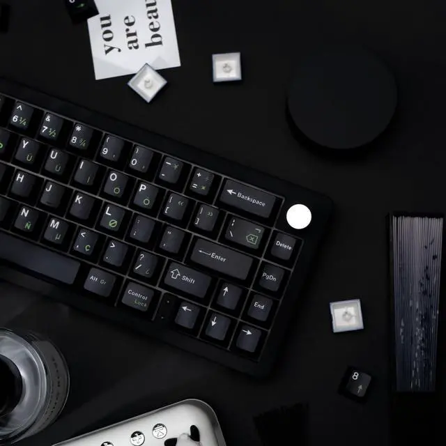 Alt view image 5 of 5 - GEKUCAP PBT Minimalist Black Keycaps - 129 Keys, Dye Sublimation Custom Keycaps, Cherry Profile, Set for Cherry Gateron MX Switches Mechanical Keyboard (Royal Typewriter Theme)