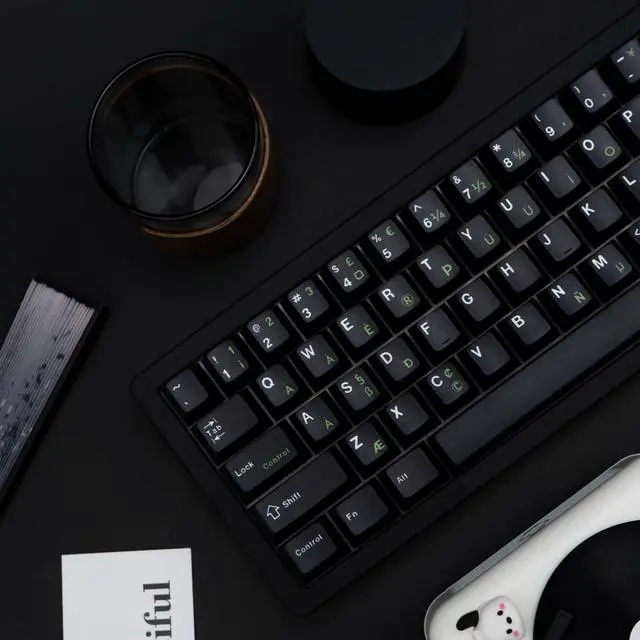 Alt view image 4 of 5 - GEKUCAP PBT Minimalist Black Keycaps - 129 Keys, Dye Sublimation Custom Keycaps, Cherry Profile, Set for Cherry Gateron MX Switches Mechanical Keyboard (Royal Typewriter Theme)