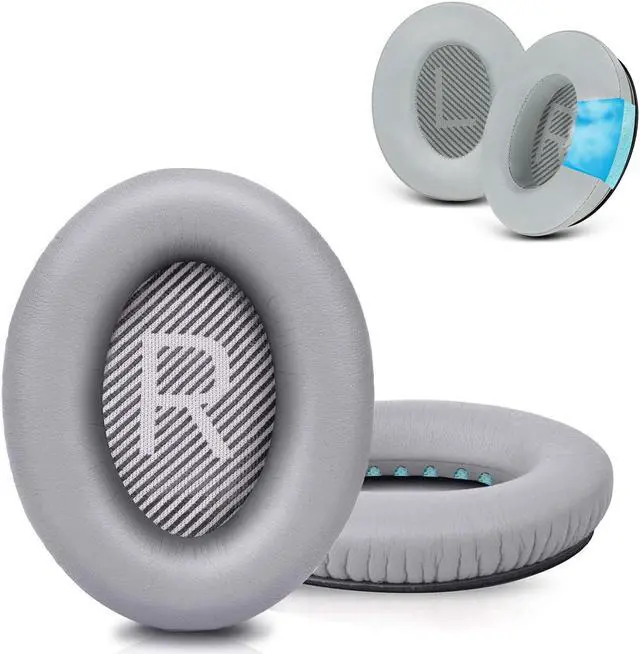 Main image of GEVO Ear Pads Cushions Replacement, Ear Pads for Bose QuietComfort 35 (QC35) and Quiet Comfort 35 II (QC35 II) Over-Ear Headphones & More, Memory Foam & Silver(PU Leather&Cooling-Gel)