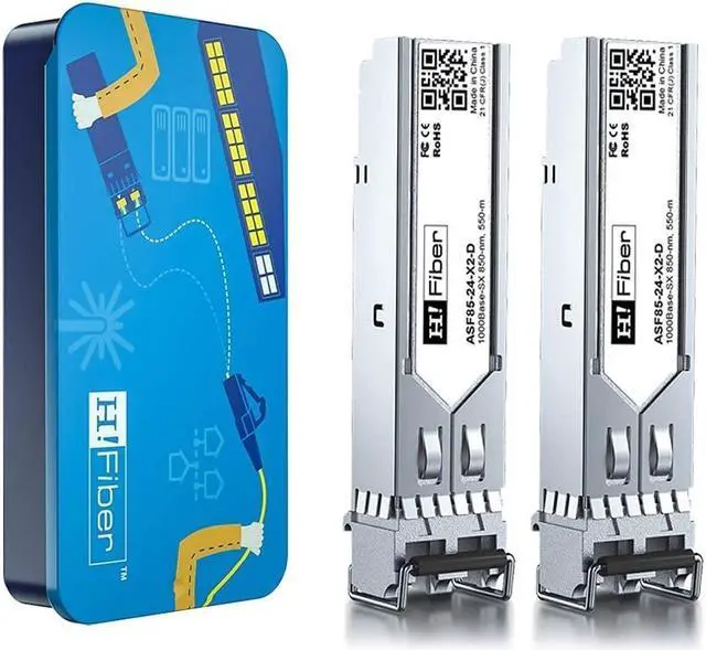 Alt view image 2 of 5 - 2 Pack of SFP Transceiver Multimode Gigabit Mini-GBIC Module Bundle with 1meter OM3 LC to LC Fiber Patch Cable, 1000Base-SX Compatible for Netgear AGM731F and More