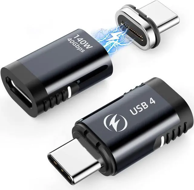 Main image of HanCenDa 140W Magnetic USB C Adapter 2Pack, 180 Degree USB C Magnetic Adapter 40Gbps Magnetic Adapter Support 8K@60Hz Video Display for Thunderboard 4/3 MacBook Pro/Air and More Type C Devices