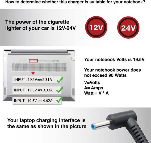 Alt view image 4 of 5 - HELPERS LAB 19.5V 4.62A 3.33A 2.31A Laptop Charger Compatible for HP Laptop Envy EliteBook TouchSmart Folio Pavilion Stream Spectre Zbook chromebook Notebook Adapter Power Supply 90W 65W 45W
