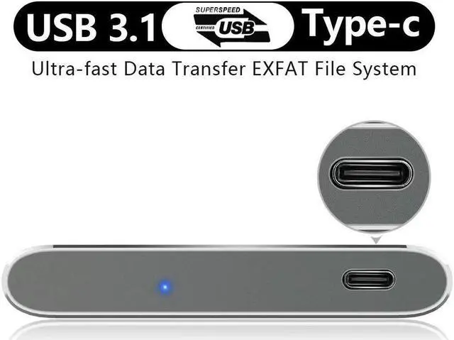 Alt view image 3 of 5 - HWAYO 320GB Portable External Hard Drive, USB3.1 Gen 1 Type C Ultra Slim 2.5'' HDD Storage Compatible for PC, Desktop, Laptop, Mac, Xbox One (Black)