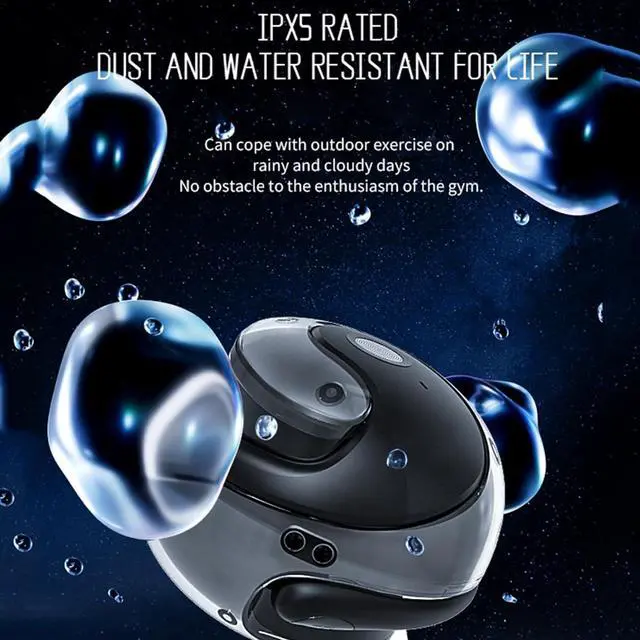 Alt view image 3 of 5 - IKXO Open Ear Headphones Wireless Bluetooth 5.3 Wireless Sports Earbuds with Earhooks,ENC Call Noise Cancellation Technology IPX5 Waterproof for Sports,Driving,Office,Black