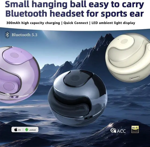 Alt view image 5 of 5 - IKXO Open Ear Headphones Wireless Bluetooth 5.3 Wireless Sports Earbuds with Earhooks,ENC Call Noise Cancellation Technology IPX5 Waterproof for Sports,Driving,Office,Black