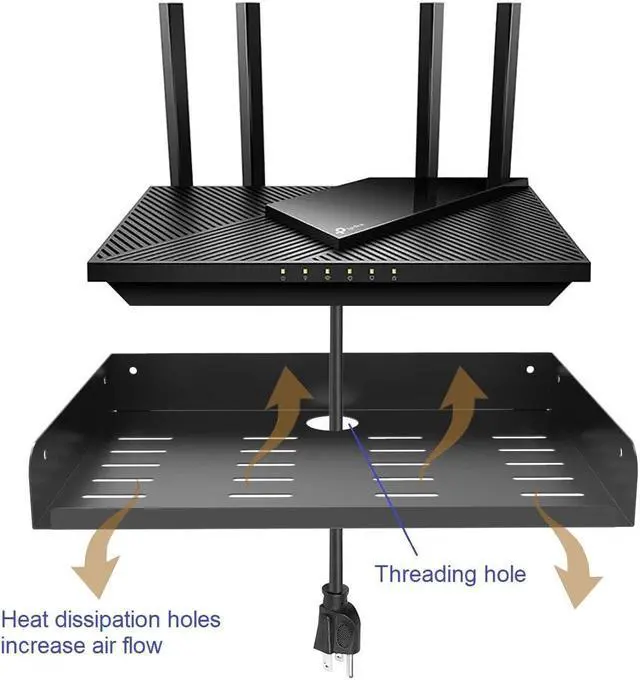 Alt view image 3 of 5 - JINGCHENGMEI Metal Floating Wall Mounted Shelf Bracket for AV, TV Accessories, WiFi Router, TV Box, Cable Boxes, DVD Player, Games Consoles or Other Small Projectors (12 inches Width)