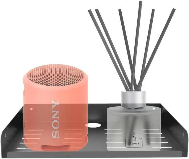 Alt view image 5 of 5 - JINGCHENGMEI Metal Floating Wall Mounted Shelf Bracket for AV, TV Accessories, WiFi Router, TV Box, Cable Boxes, DVD Player, Games Consoles or Other Small Projectors (12 inches Width)