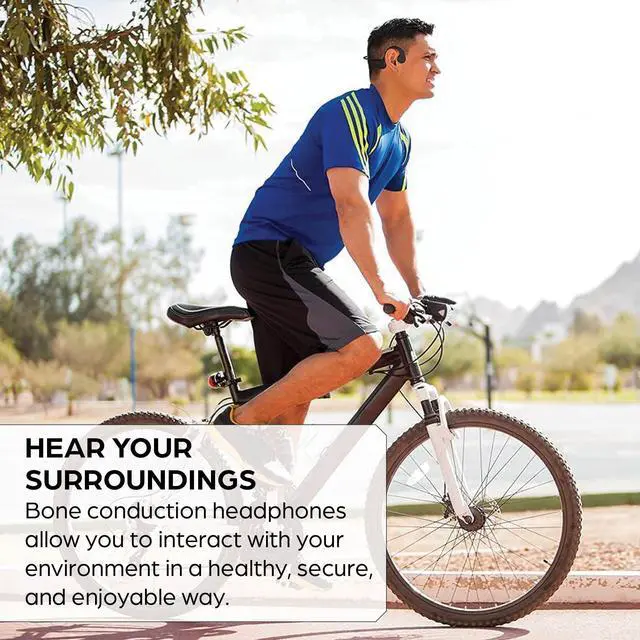 Alt view image 2 of 5 - ZBONES Open Ear Bluetooth Bone Conduction Headphones Hear Your Surroundings/Unbeatable Comfort/Secure Sweatproof Fit/Sport Headband for Running, Working Out, Fishing & Biking - Stealth Black