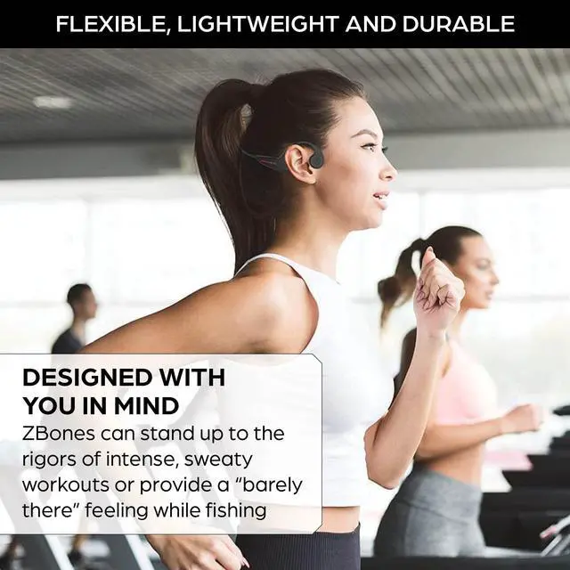 Alt view image 4 of 5 - ZBONES Open Ear Bluetooth Bone Conduction Headphones Hear Your Surroundings/Unbeatable Comfort/Secure Sweatproof Fit/Sport Headband for Running, Working Out, Fishing & Biking - Stealth Black