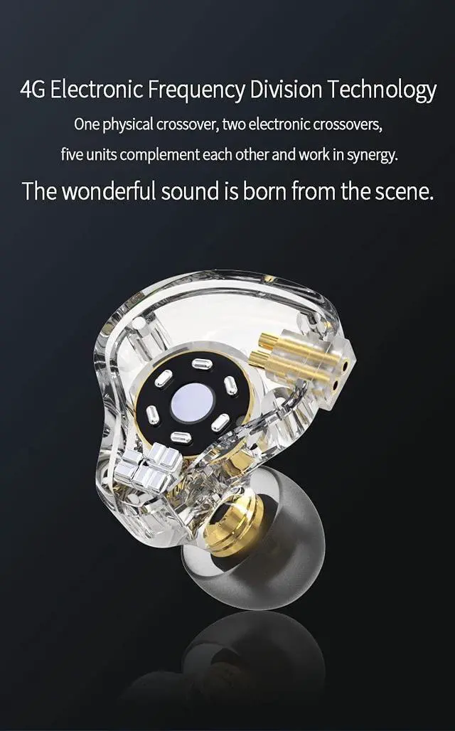 Alt view image 4 of 5 - keephifi KBEAR Robin in-Ear Monitors, Stereo Wired in Ear Earphones, 1DD+4BA Hybrid HiFi Earbuds, Powerful Resolution IEM Noise Isolating Headphones for Audiophiles Musicians (NO MIC, Gold)