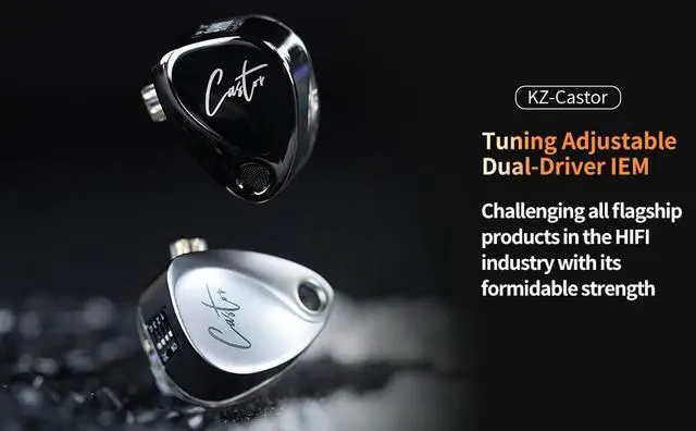 Alt view image 5 of 5 - KZ Castor in Ear Monitor Headphones, 2PIN Detachable Cable Dual-Dynamic Driver Wired Earbuds, HiFi Improved Bass in-Ear Earphone Sound Tuning Noise Isolating IEM