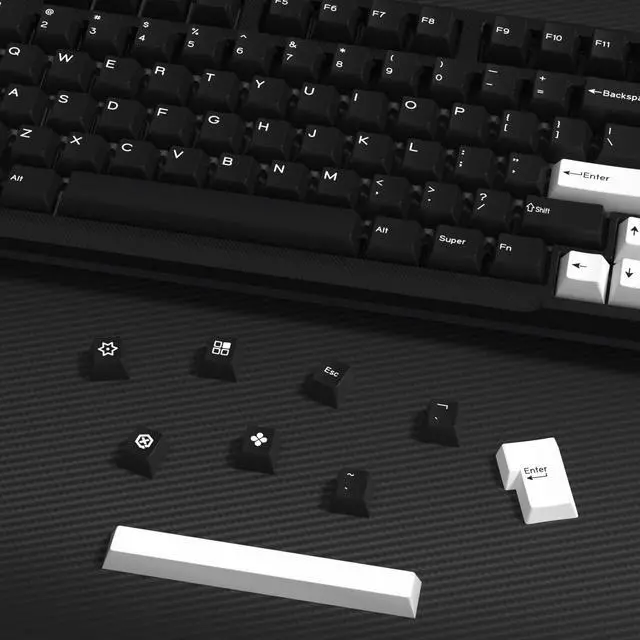 Alt view image 4 of 5 - KBDiy WOB PBT Double Shot Custom Keycap Set,176 Keys Black and White Gaming Key Caps Cherry Profile Keycaps for 61/64/68/84/87/100/104/108 Mechanical Keyboard