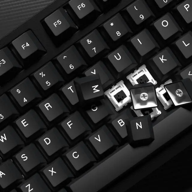Alt view image 5 of 5 - KBDiy WOB PBT Double Shot Custom Keycap Set,176 Keys Black and White Gaming Key Caps Cherry Profile Keycaps for 61/64/68/84/87/100/104/108 Mechanical Keyboard