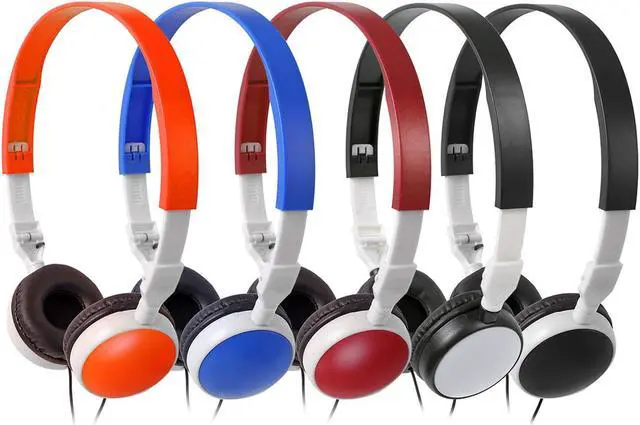 Main image of Keewonda Bulk Headphones Classroom Kids Headsets 10 Pack Students School Multi Color Headphones in Bulk KW-X10 Foldable Earbuds for Computer Lab Library Hospital MuseumsTesting Centers Hotels