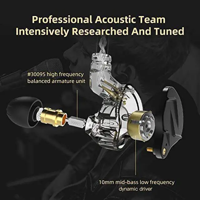 Alt view image 2 of 5 - KZ ZSN PRO X Dual Driver Earbuds Headphone, HiFi Stereo Sound Earphone with Balanced Armature and Dynamic Driver Ergonomic Comfortable Headset (Golden with Microphone)......
